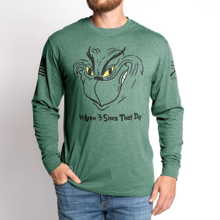 Grinch Grows Long Sleeve - Heather Forest Green