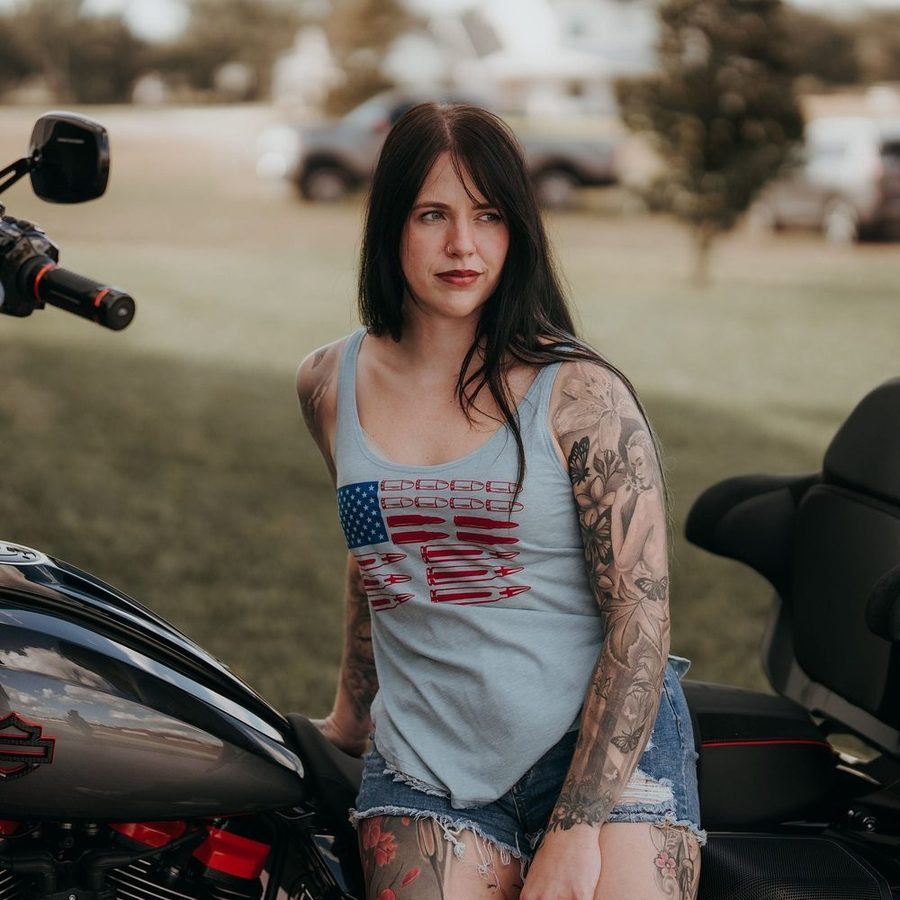 Women's Ammo Flag 2.0 Flowy Tank - Stonewash Denim – Grunt Style, LLC