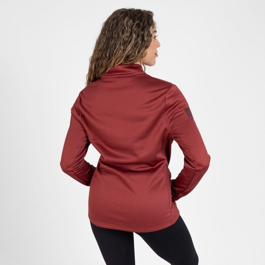 Grunt Style Women's 1/2 Zip Waffle Top - Red Plum