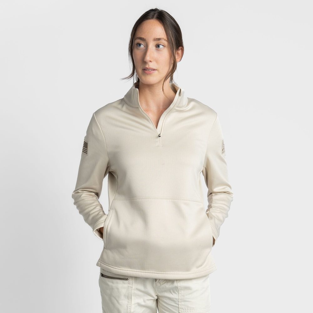 Grunt Style Women's 1/2 Zip Waffle Top - Sand