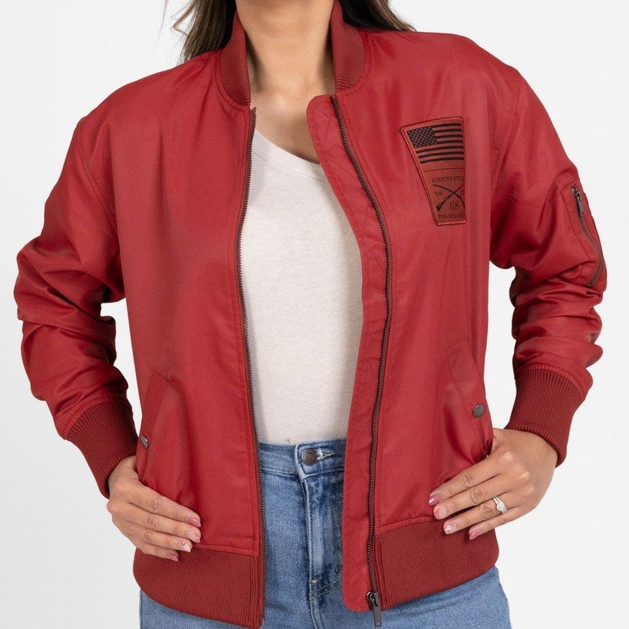 Women's Stealth Bomber Jacket - Red Plum