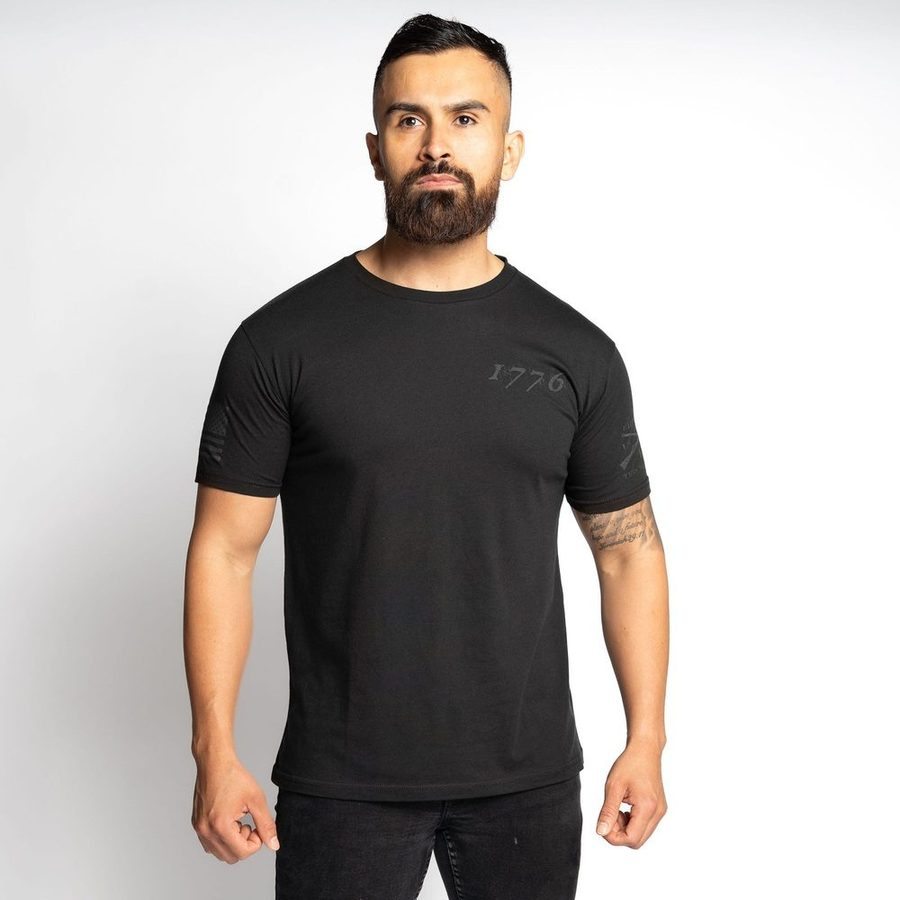 Grunt Style Blackout 1776 Flag T-Shirt - Black