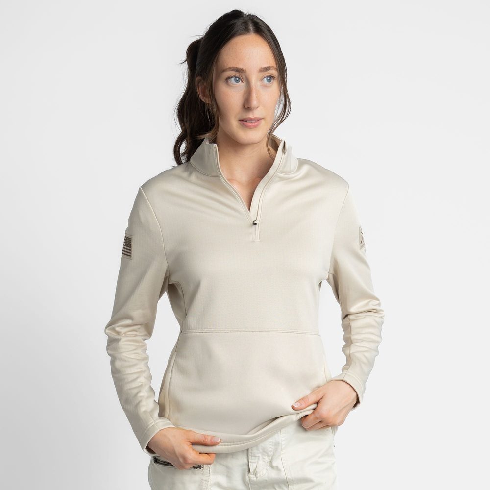 Grunt Style Women's 1/2 Zip Waffle Top - Sand