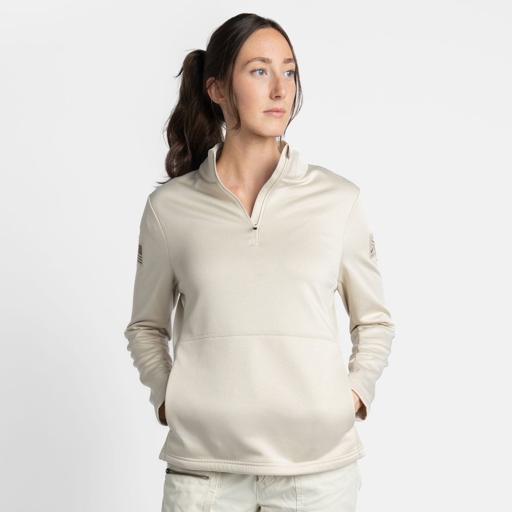 Grunt Style Women's 1/2 Zip Waffle Top - Sand