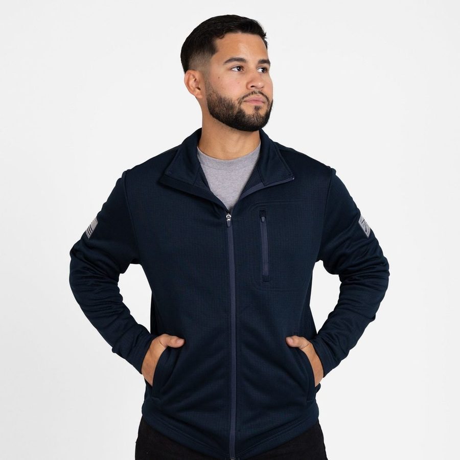 Grunt Style Men's Waffle Top Full-Zip Jacket - Navy