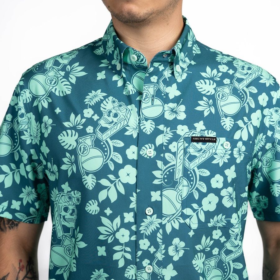Men's Commander Button Down - Tropical Death Harbor – Grunt Style, LLC