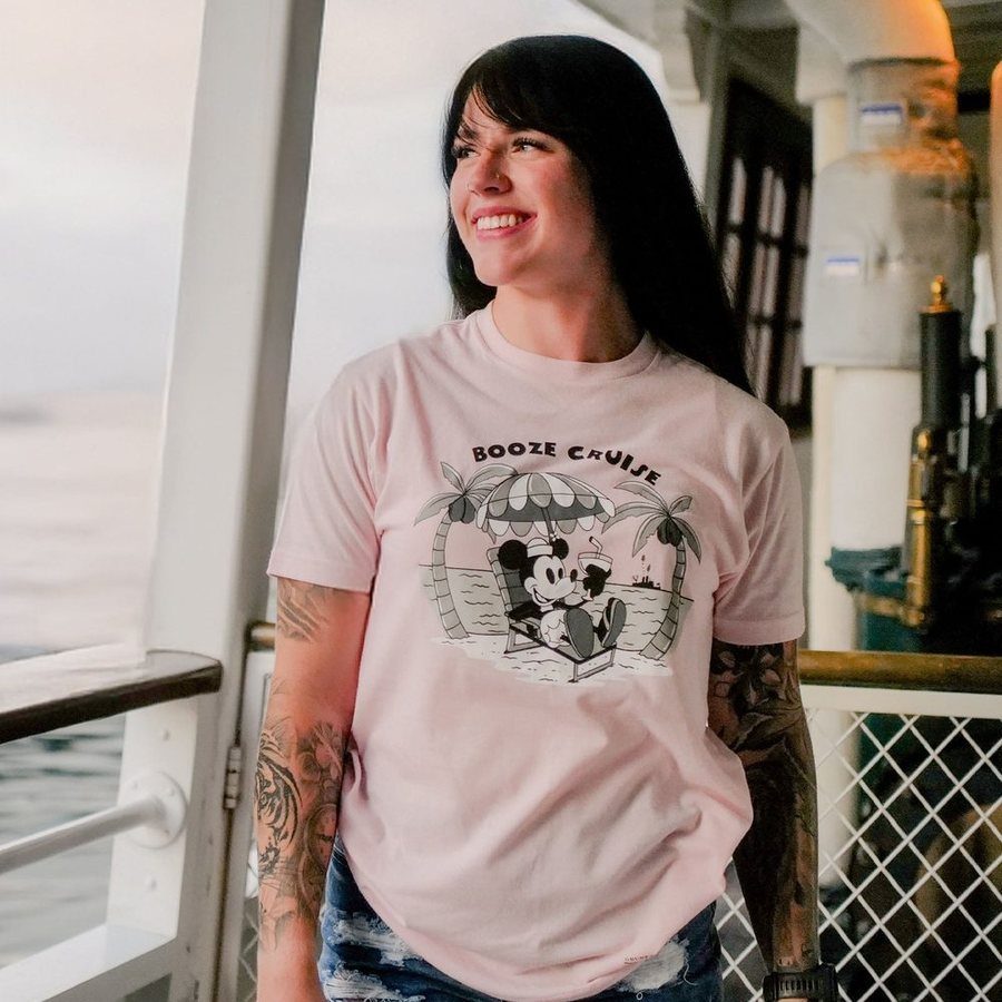 Grunt Style Women's Booze Cruise Boyfriend Fit T-Shirt - Light Pink