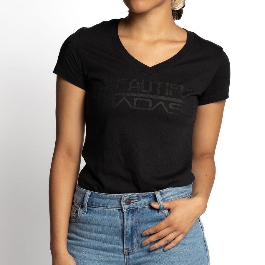 Women's Blackout Beautiful Badass V-Neck - Black
