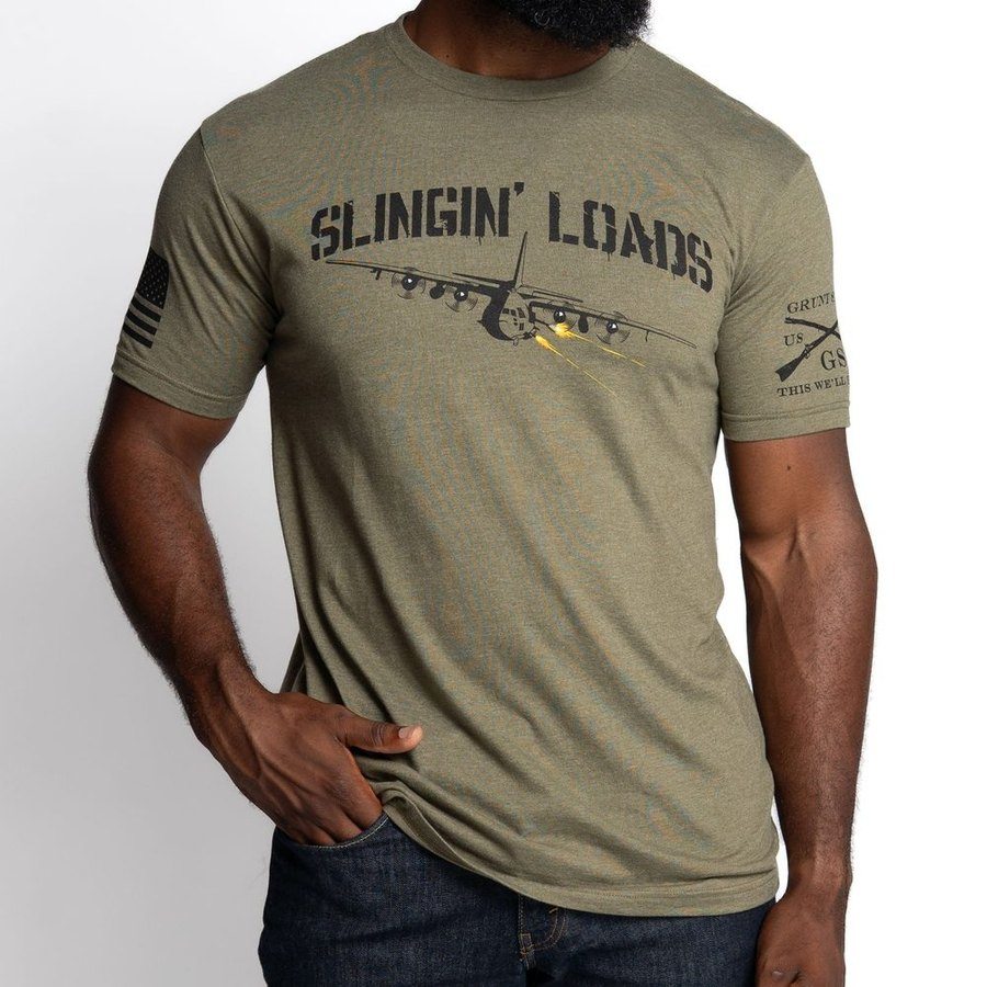 Slingin' Loads T-Shirt - Military Green