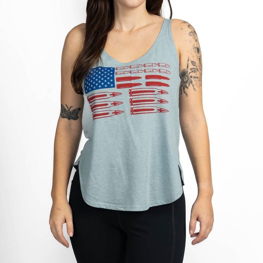 Women's Ammo Flag 2.0 Flowy Tank - Stonewash Denim – Grunt Style, LLC