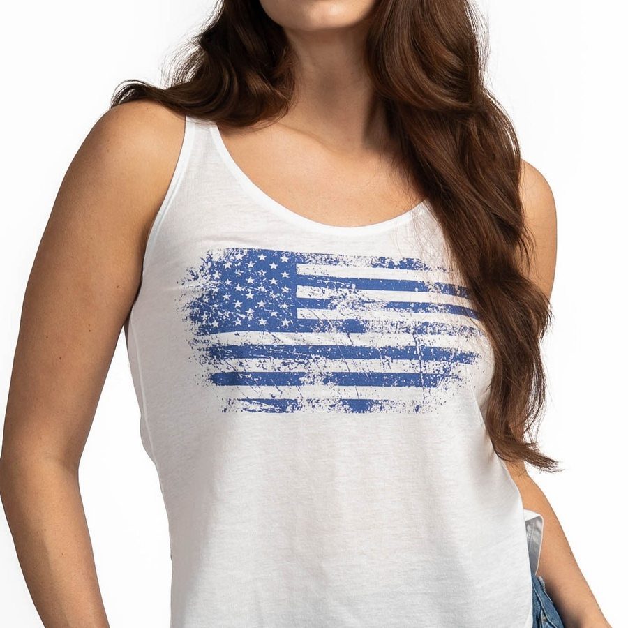 Women's Vintage American Flowy Tank - White – Grunt Style, LLC