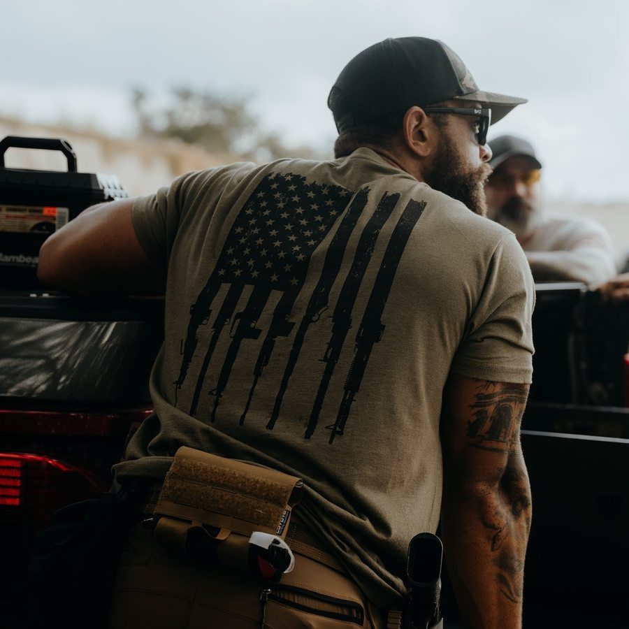 Rifle Flag 2.0 T-Shirt - Military Green – Grunt Style, LLC