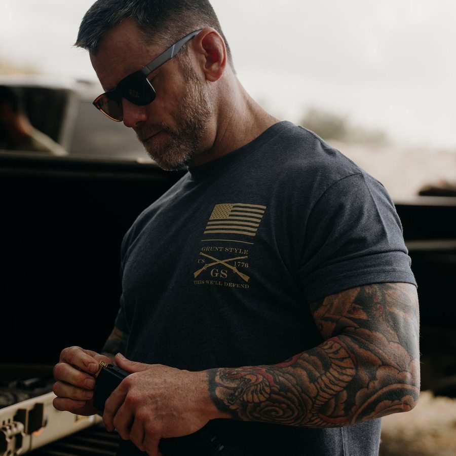 Rifle Flag 2.0 T-Shirt - Charcoal – Grunt Style, LLC