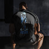 Blue superhero figure with lightning effects and 'Superior Firepower' text on a black background