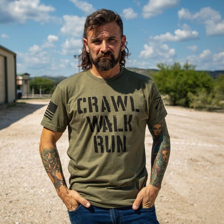 Army - Crawl, Walk, Run T-Shirt - Military Green – Grunt Style, LLC