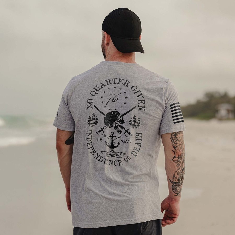 USN - No Quarter Given T-Shirt - Athletic Heather – Grunt Style, LLC