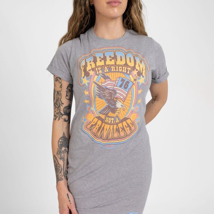 Women's Freedom Is A Right Shirt Dress - Dark Heather Grey Grunt Style, LLC Women's Freedom Is A Right Shirt Dress - Dark Heather Grey Grunt Style, LLC