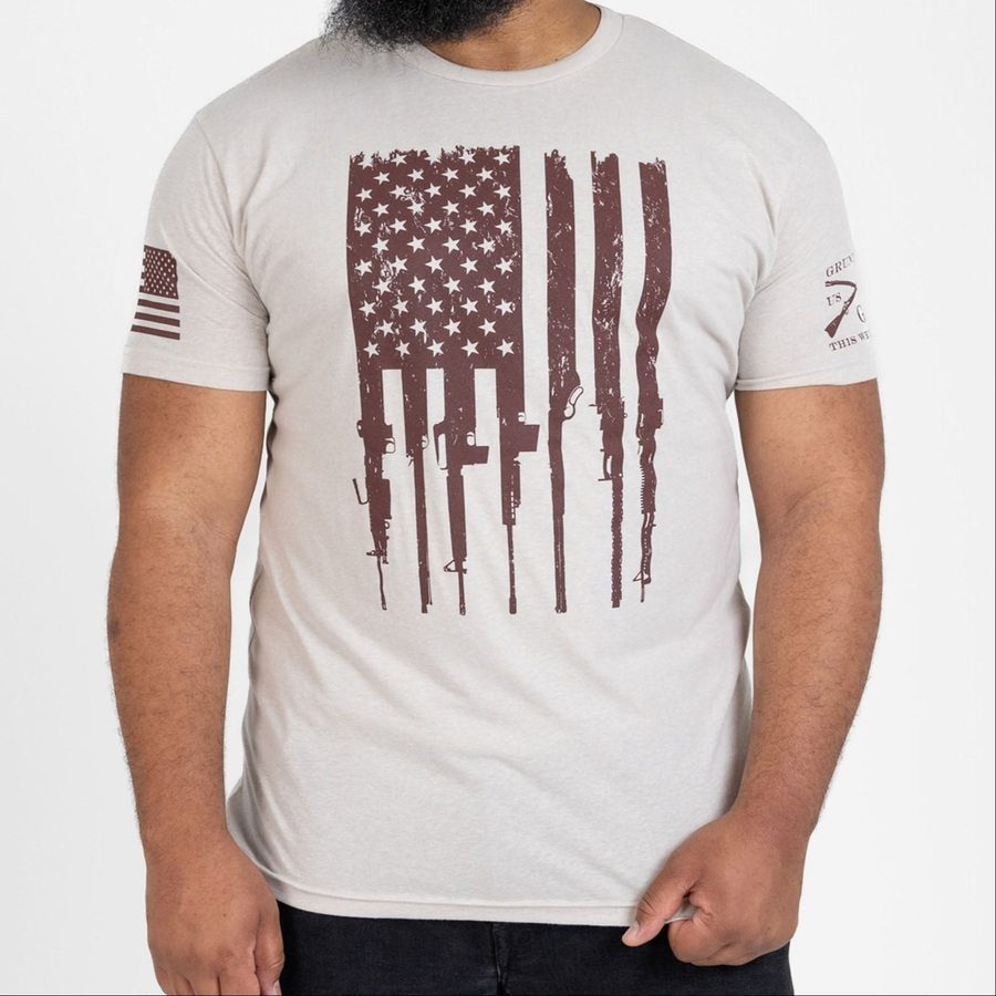 Grunt Style Rifle Flag T-Shirt - Sand