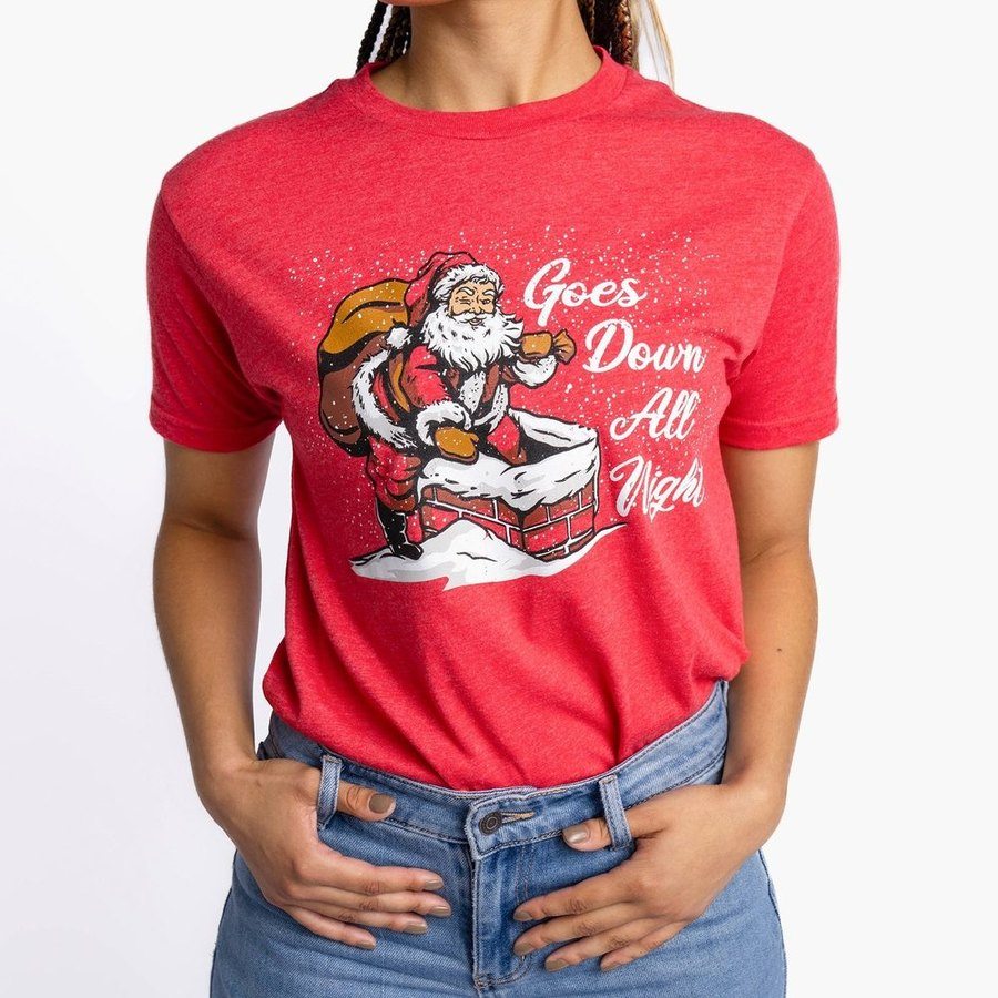 Grunt Style Women's Goes Down All Night Boyfriend Fit T-Shirt - Red