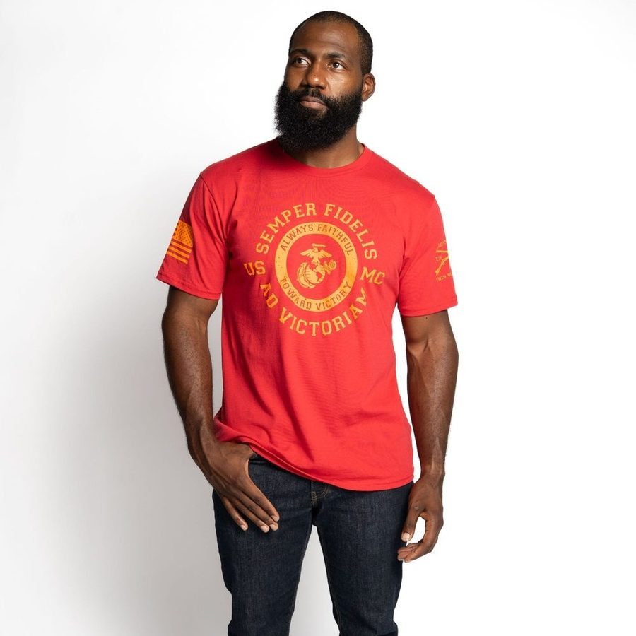USMC - Toward Victory T-Shirt - Red – Grunt Style