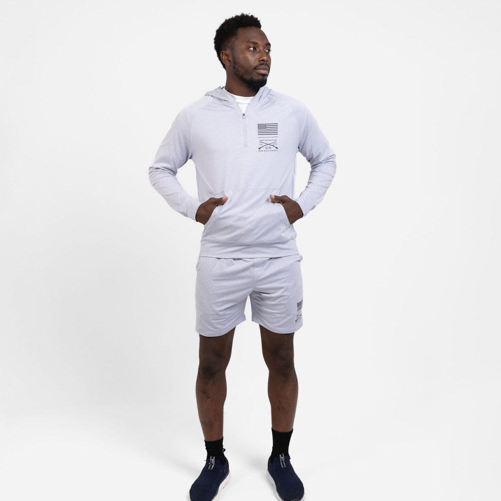 Grunt Style Men's All-Day 1/4 Zip Hoodie - Heather Artic Gray