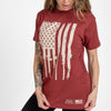 Grunt Style Women's Rifle Flag Boyfriend Fit T-Shirt - Red Plum