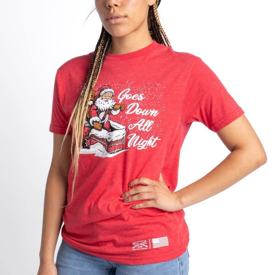 Grunt Style Women's Goes Down All Night Boyfriend Fit T-Shirt - Red