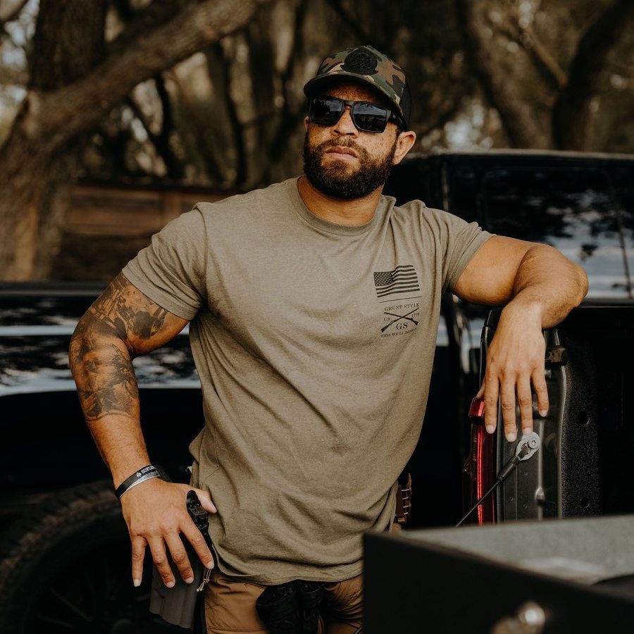 Rifle Flag 2.0 T-Shirt - Military Green – Grunt Style, LLC