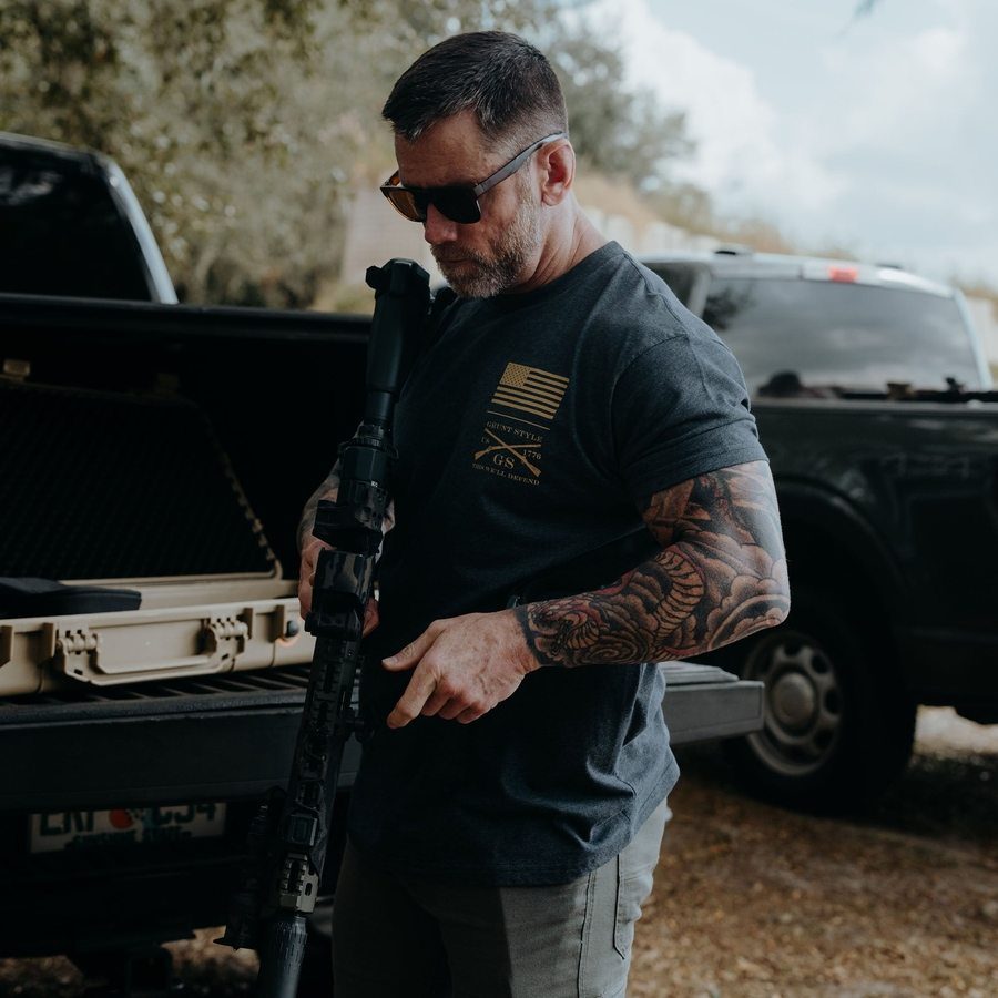 Rifle Flag 2.0 T-Shirt - Charcoal – Grunt Style, LLC