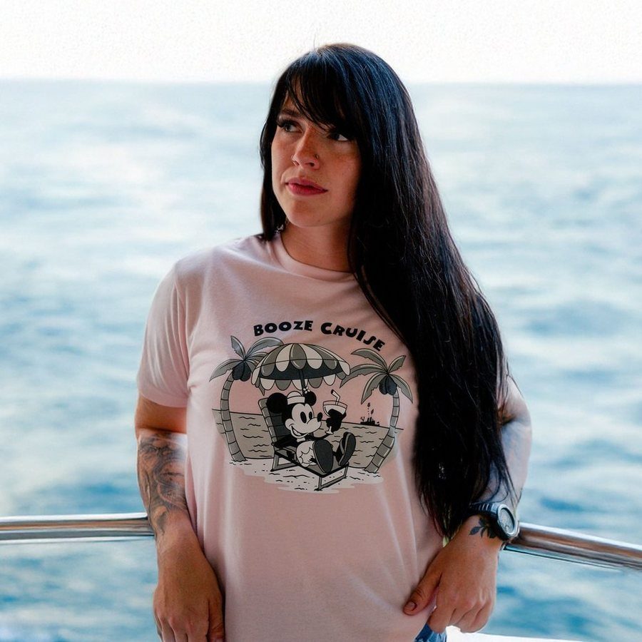 Grunt Style Women's Booze Cruise Boyfriend Fit T-Shirt - Light Pink