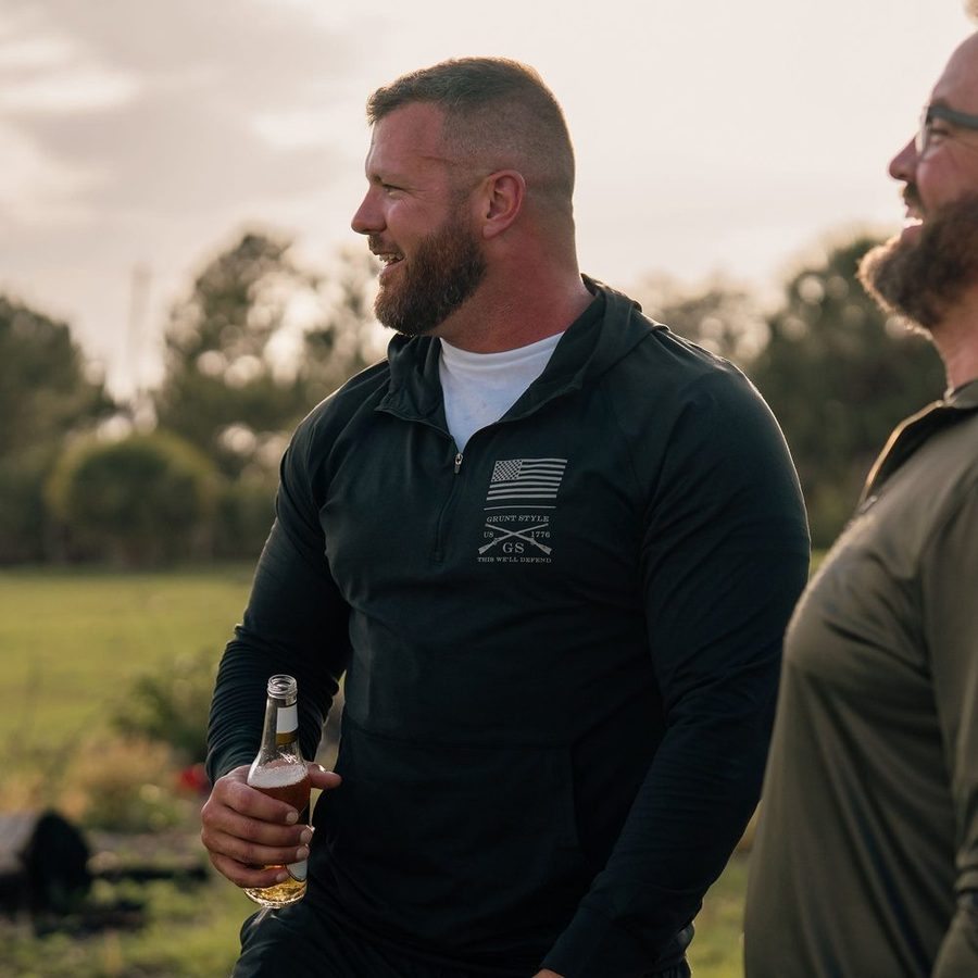 Grunt Style Men's All-Day 1/4 Zip Hoodie - Heather Black