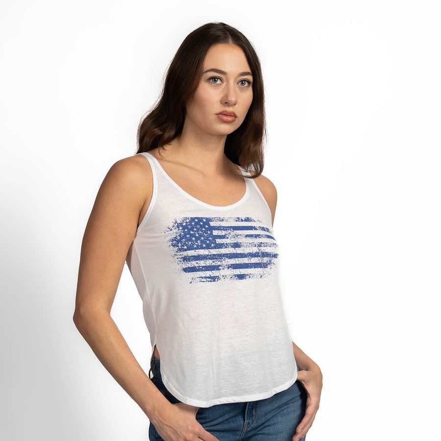 Women's Vintage American Flowy Tank - White – Grunt Style