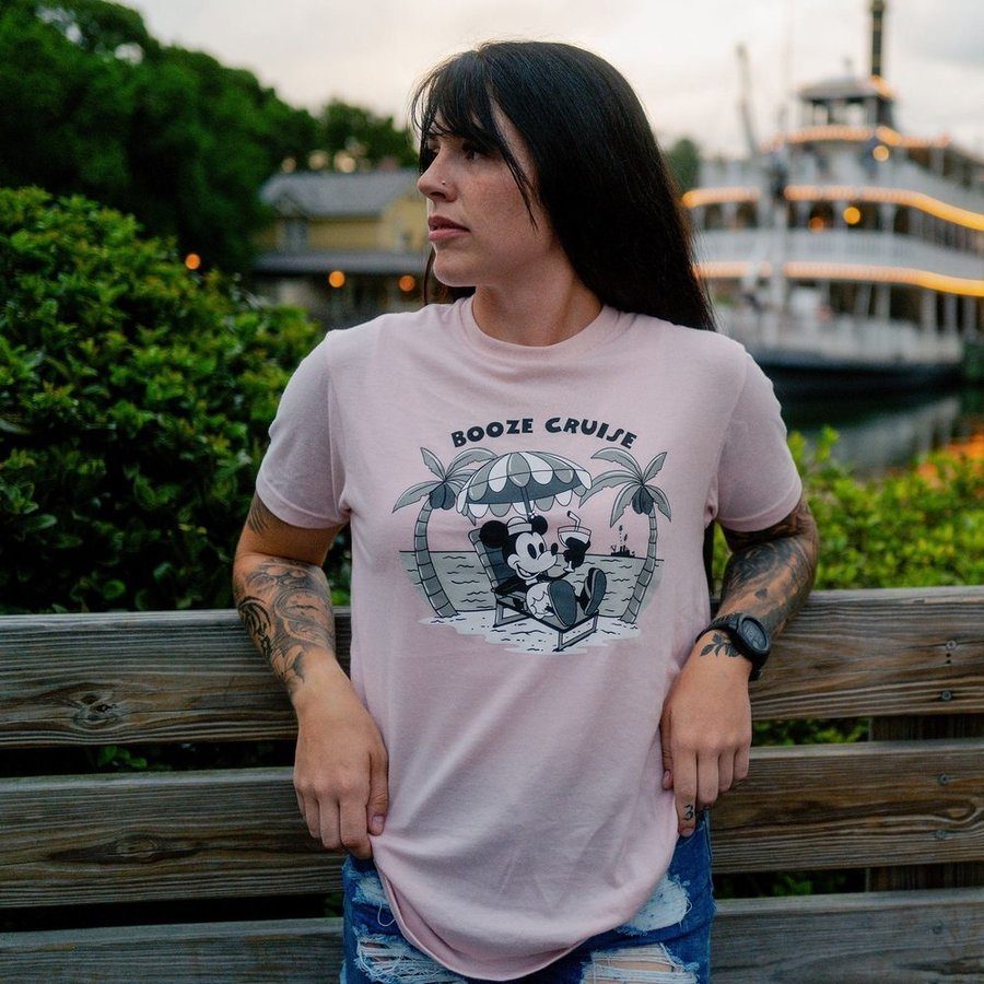 Grunt Style Women's Booze Cruise Boyfriend Fit T-Shirt - Light Pink