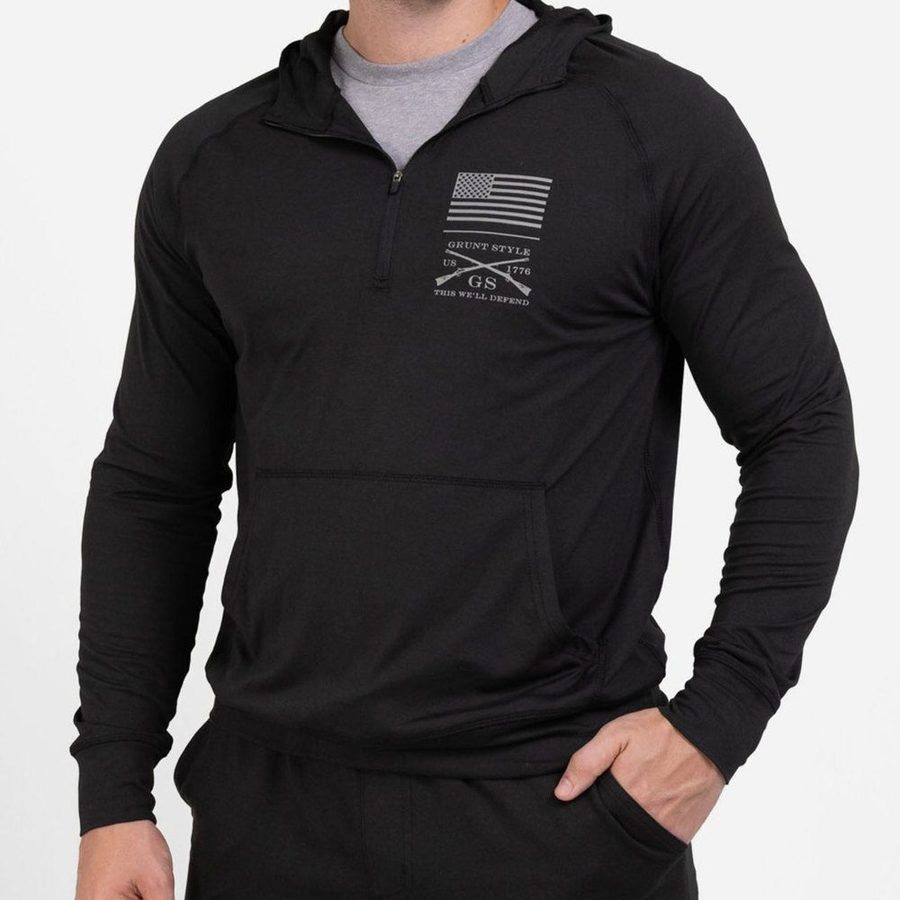 Grunt Style Men's All-Day 1/4 Zip Hoodie - Heather Black