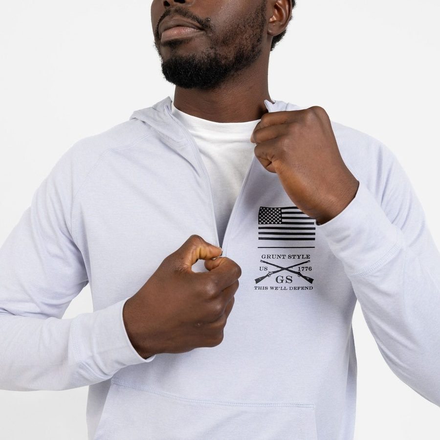 Grunt Style Men's All-Day 1/4 Zip Hoodie - Heather Artic Gray