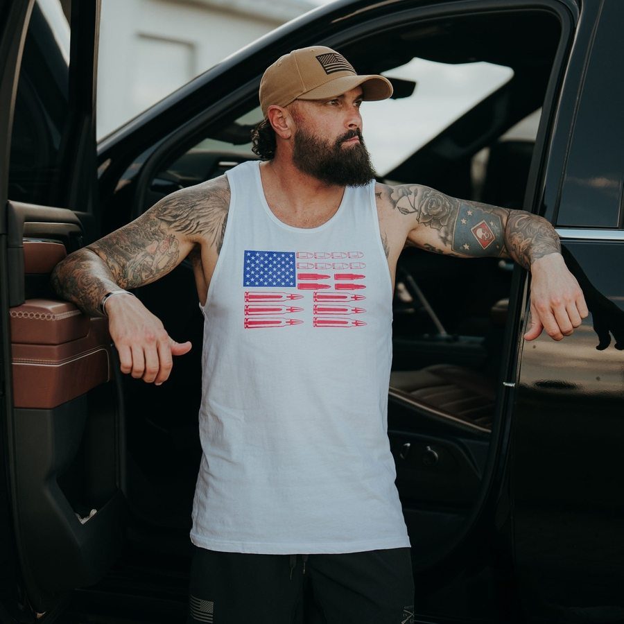 Men's Ammo Flag Tank - White – Grunt Style, LLC