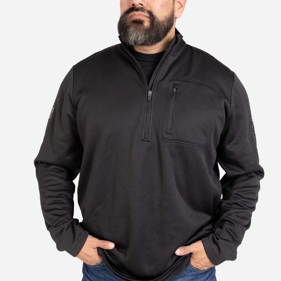 Grunt Style Men's 1/2 Zip Waffle Top - Black