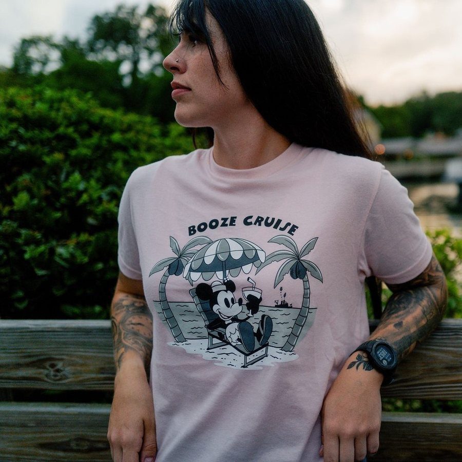 Grunt Style Women's Booze Cruise Boyfriend Fit T-Shirt - Light Pink