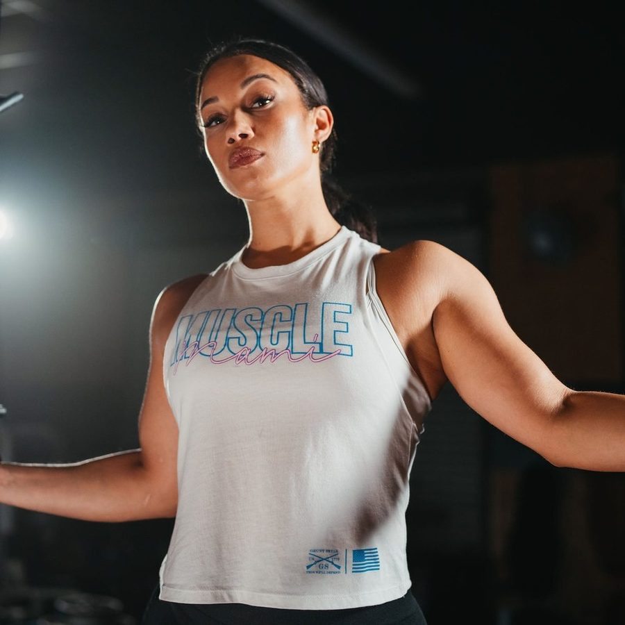 Muscle Razorback Women's Muscle Mami Racerback Cropped Tank - White – Grunt Style, LLC