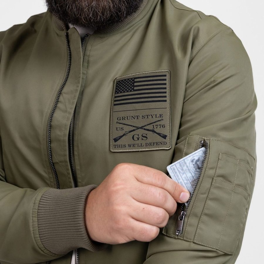 Grunt Style Men's Stealth Bomber Jacket - Military Green