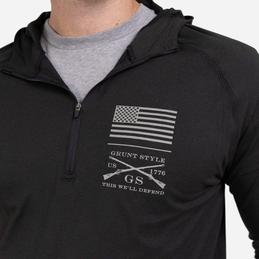 Grunt Style Men's All-Day 1/4 Zip Hoodie - Heather Black