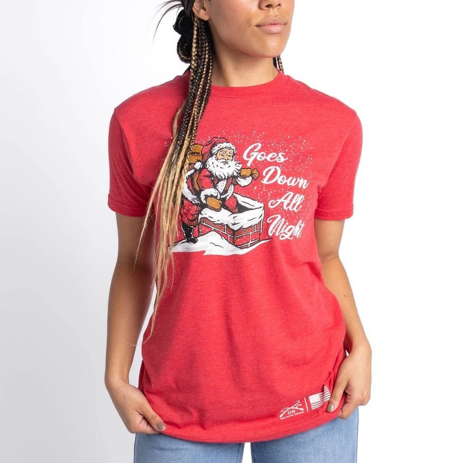 Grunt Style Women's Goes Down All Night Boyfriend Fit T-Shirt - Red