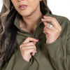 Grunt Style Women's 1/2 Zip Waffle Top - Military Green