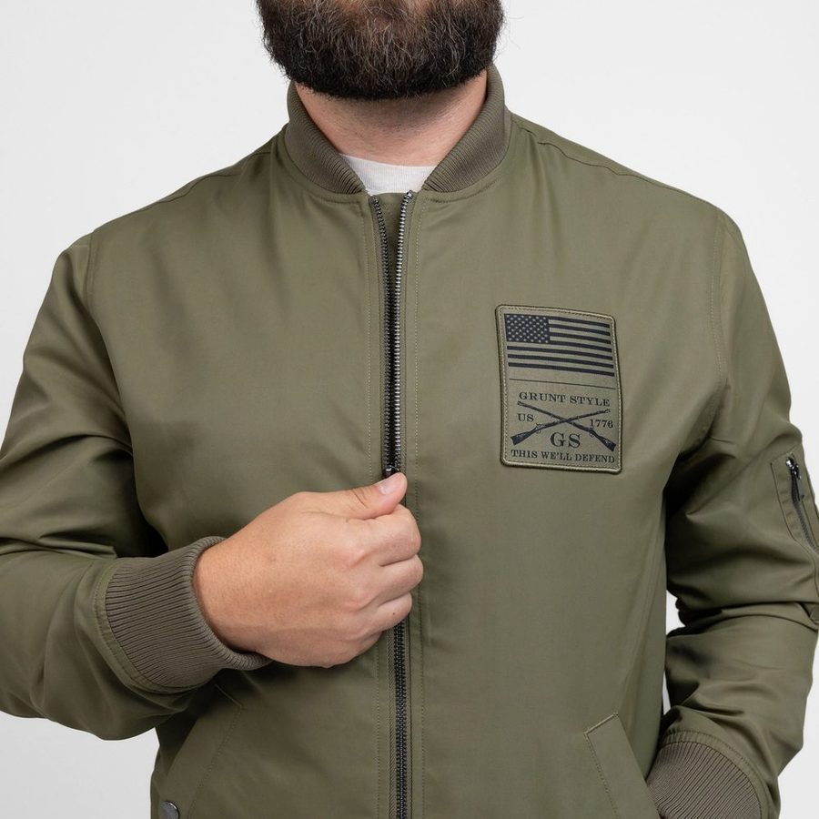Grunt Style Men's Stealth Bomber Jacket - Military Green