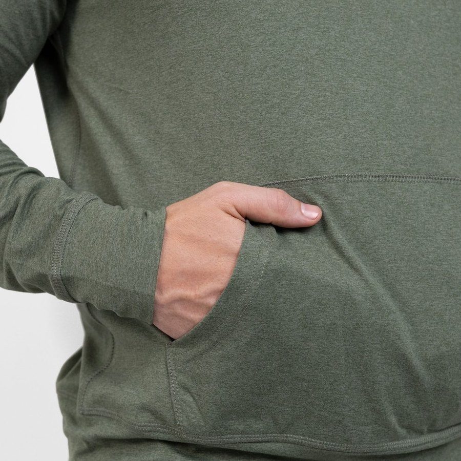 Grunt Style Men's All-Day 1/4 Zip Hoodie - Heather Military Green