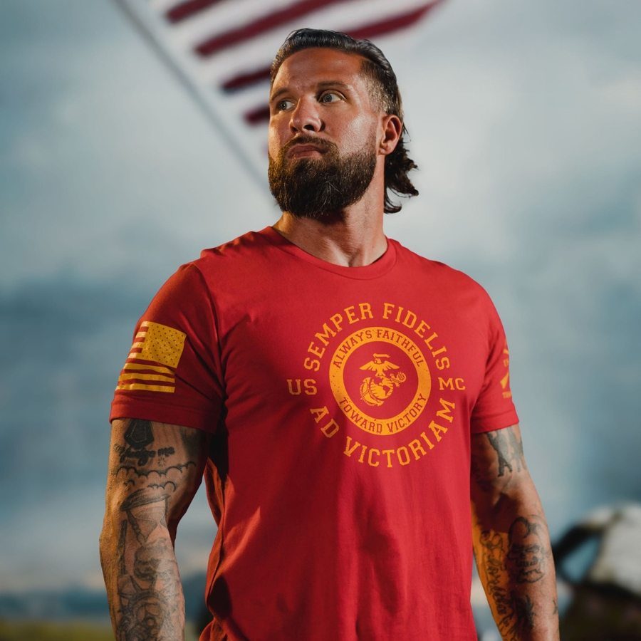 USMC - Toward Victory T-Shirt - Red – Grunt Style
