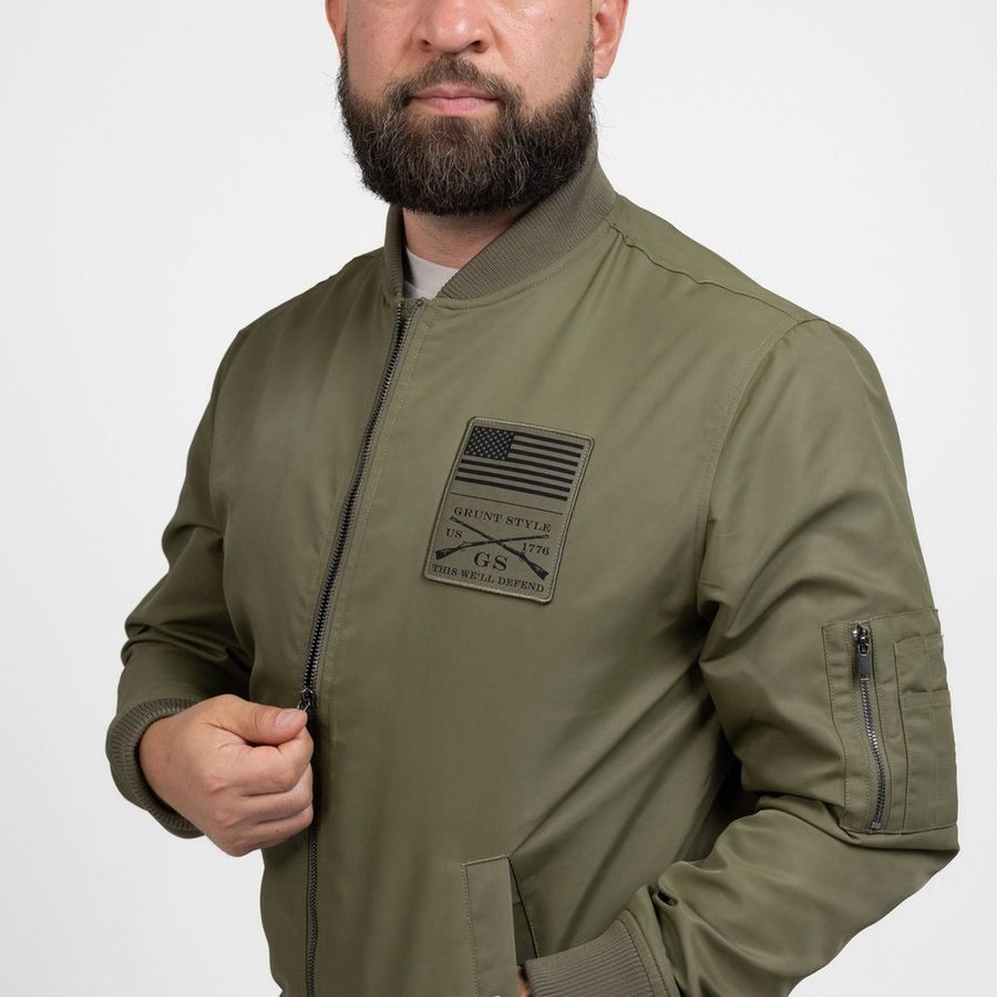 Grunt Style Men's Stealth Bomber Jacket - Military Green