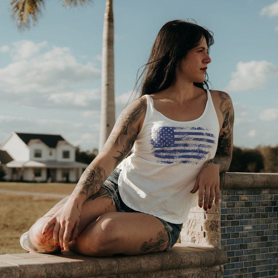 Women's Vintage American Flowy Tank - White – Grunt Style