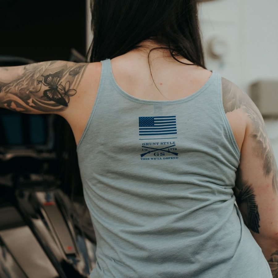 Women's Ammo Flag 2.0 Flowy Tank - Stonewash Denim – Grunt Style, LLC