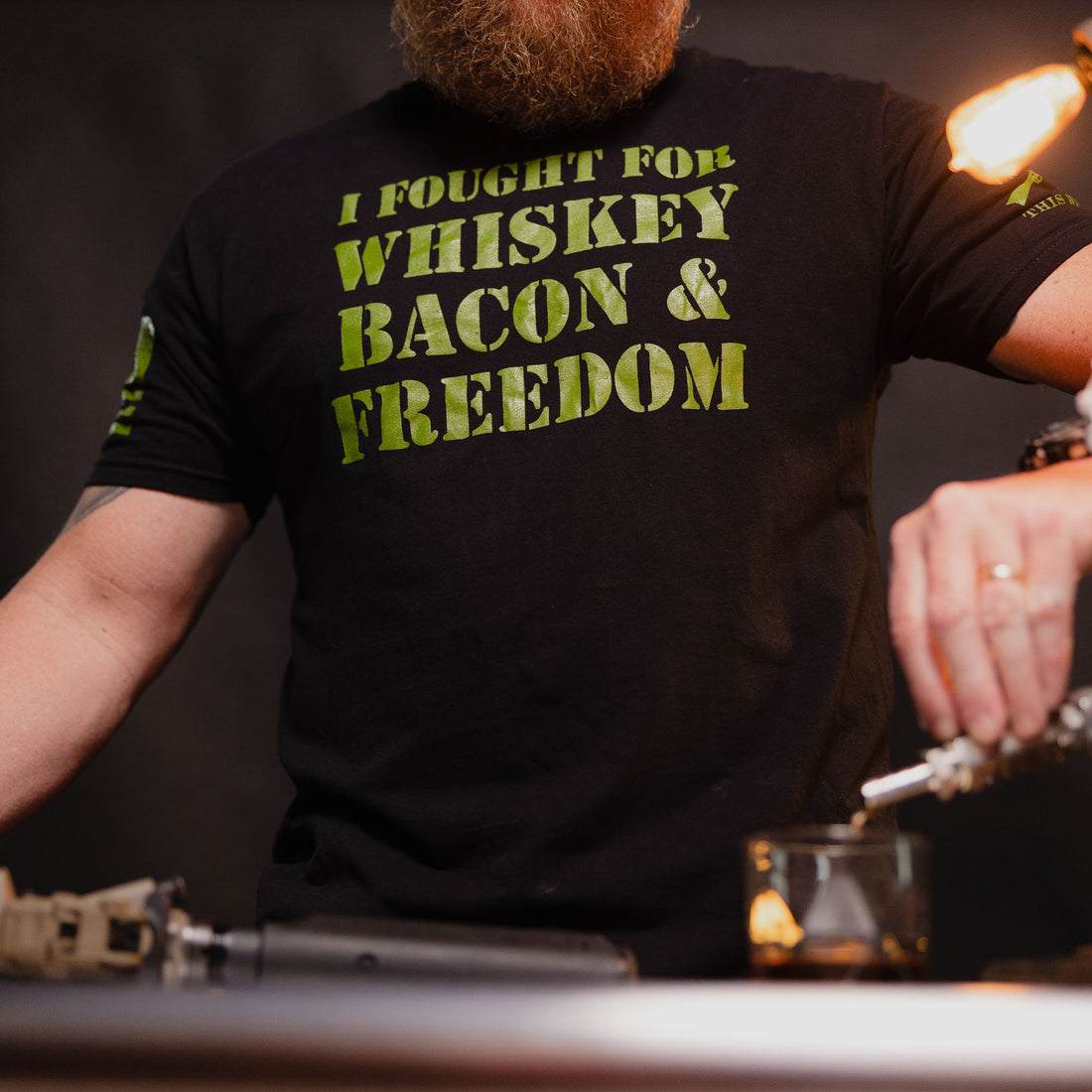 Whiskey, Bacon, Freedom Military Inspired  Shirts 
